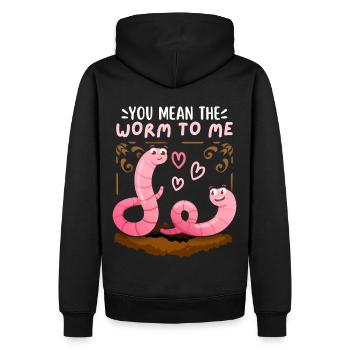 Worms in love Saint-Valentin drôle de dicton, jeu de mots - Sweat à capuche Premium bio Homme - noir - Dos - Nico (187cm)