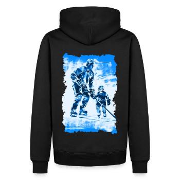 Vater und Sohn Eishockey Vatertags Geschenk - Männer Premium Bio Hoodie - Schwarz - Hinten - Nico (187cm)