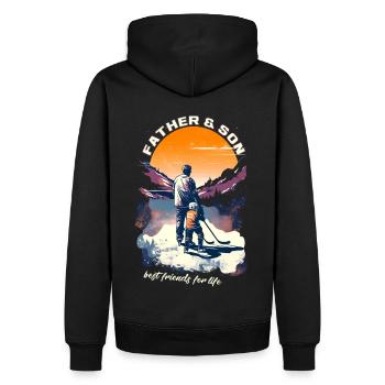 Vater und Sohn Eishockey Vatertags Geschenk - Männer Premium Bio Hoodie - Schwarz - Hinten - Nico (187cm)
