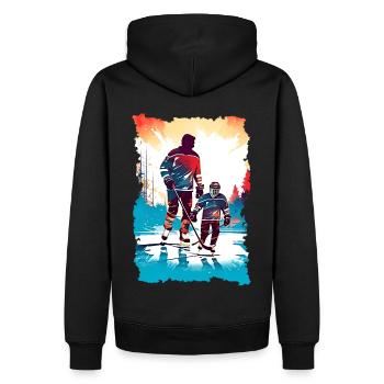 Vater und Sohn Eishockey Vatertags Geschenk - Männer Premium Bio Hoodie - Schwarz - Hinten - Nico (187cm)
