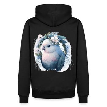 Mignon Bleu Blanc Oiseau Inséparable Fleur Couronne Animal Bir - Sweat à capuche Premium bio Homme - noir - Dos - Nico (187cm)