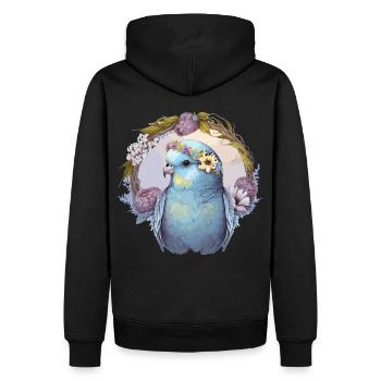 Perruche mignonne Budgie Bird Fleur Couronne Oiseaux de compagnie - Sweat à capuche Premium bio Homme - noir - Dos - Nico (187cm)