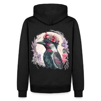 Cute Woodpecker Bird Flower Crown Pet Birds - Männer Premium Bio Hoodie - Schwarz - Hinten - Nico (187cm)