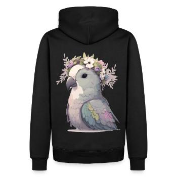 Mignon moine perruche perroquet perroquet oiseau fleur couronne - Sweat à capuche Premium bio Homme - noir - Dos - Nico (187cm)