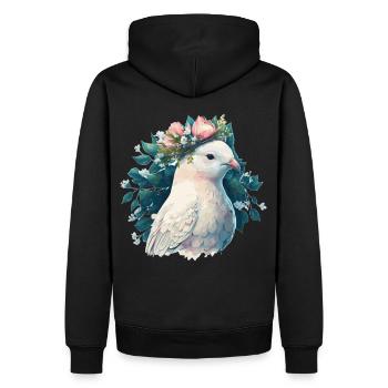 Mignon pigeon blanc pigeon oiseau couronne couronne oiseaux de compagnie - Sweat à capuche Premium bio Homme - noir - Dos - Nico (187cm)