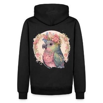Mignon Pionus Perroquet Oiseau Fleur Couronne Oiseaux de compagnie - Sweat à capuche Premium bio Homme - noir - Dos - Nico (187cm)