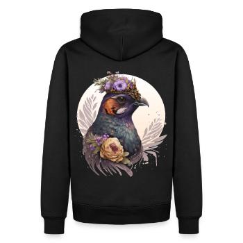 Cute Watercolor Pheasant Bird Flower Crown Pet Bir - Männer Premium Bio Hoodie - Schwarz - Hinten - Nico (187cm)