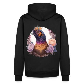 Pastel Watercolor Pheasant Bird Flower Crown Pet B - Männer Premium Bio Hoodie - Schwarz - Hinten - Nico (187cm)