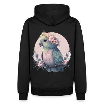 Cute Parakeet Budgie Bird Flower Crown Pet Birds - Männer Premium Bio Hoodie - Schwarz - Hinten - Nico (187cm)