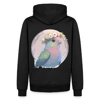 Mignon perroquet Perruche Oiseau Fleur Couronne Oiseau - Sweat à capuche Premium bio Homme - noir - Dos - Nico (187cm)