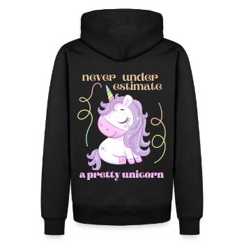 Drôle de dicton de licorne, bande dessinée de licorne kawaii - Sweat à capuche Premium bio Homme - noir - Dos - Nico (187cm)