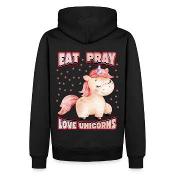 Drôle de dicton de licorne, bande dessinée de licorne kawaii - Sweat à capuche Premium bio Homme - noir - Dos - Nico (187cm)