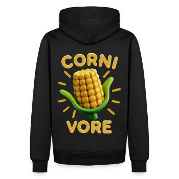 Corn on the cob, 3d, Corn funny saying Pun Cornivore - Men’s Premium Organic Hoodie - black - Back - Nico (187cm)