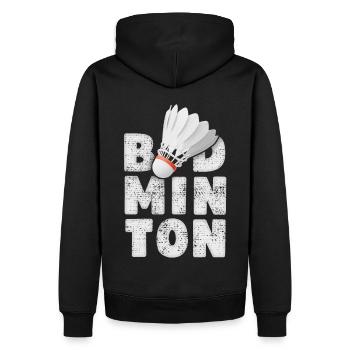Federball, Federballspiel, Badminton Game, Spruch - Männer Premium Bio Hoodie - Schwarz - Hinten - Nico (187cm)