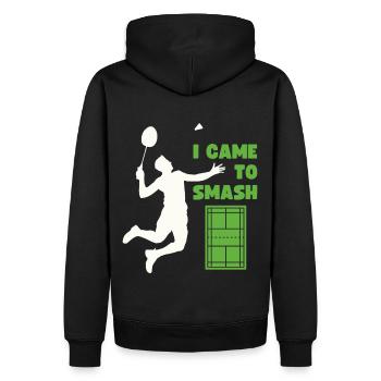 Federball Spruch, Federballspiel, Badminton Game - Männer Premium Bio Hoodie - Schwarz - Hinten - Nico (187cm)
