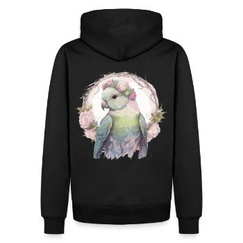 Aquarelle Moine Couronne Couronne Perruche Quaker Parro - Sweat à capuche Premium bio Homme - noir - Dos - Nico (187cm)