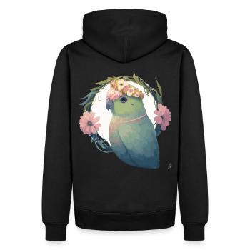 Watercolor Parrotlet Parakeet Bird Flower Crown Pe - Männer Premium Bio Hoodie - Schwarz - Hinten - Nico (187cm)