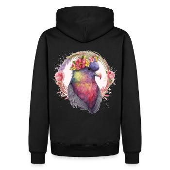 Artistic Lorykeet Parrot Red Lory Bird Flower Crow - Men’s Premium Organic Hoodie - black - Back - Nico (187cm)
