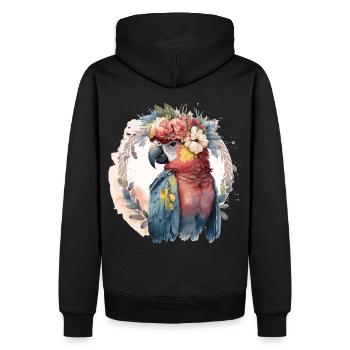 Watercolor Parrot Macaw Bird Flower Crown Pet Bird - Männer Premium Bio Hoodie - Schwarz - Hinten - Nico (187cm)
