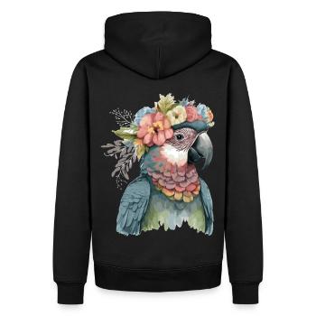 Cute Parrot Macaw Bird Flower Crown Pet Birds - Männer Premium Bio Hoodie - Schwarz - Hinten - Nico (187cm)