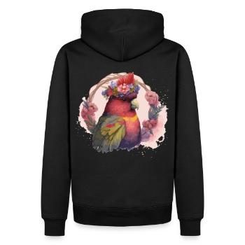 Cute Lorykeet Parrot Red Lory Bird Flower Crown Pe - Men’s Premium Organic Hoodie - black - Back - Nico (187cm)