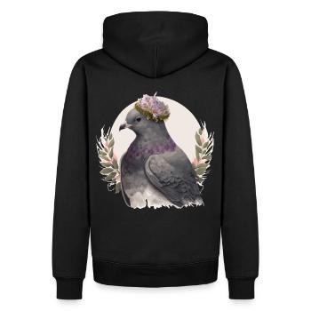 Artistic Gray Dove Pigeon Bird Flower Crown Pet Bi - Men’s Premium Organic Hoodie - black - Back - Nico (187cm)