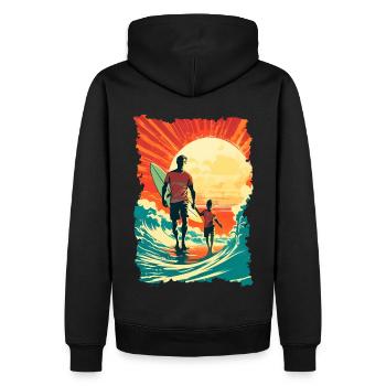 Père et fils surfeur cadeau surfeur - Sweat à capuche Premium bio Homme - noir - Dos - Nico (187cm)