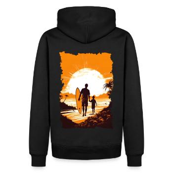 Père et fils surfeur cadeau surfeur - Sweat à capuche Premium bio Homme - noir - Dos - Nico (187cm)
