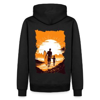 Père et fils surfeur cadeau surfeur - Sweat à capuche Premium bio Homme - noir - Dos - Nico (187cm)