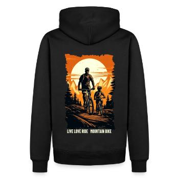 Father and son mountain bike mountain biker gift - Men’s Premium Organic Hoodie - black - Back - Nico (187cm)