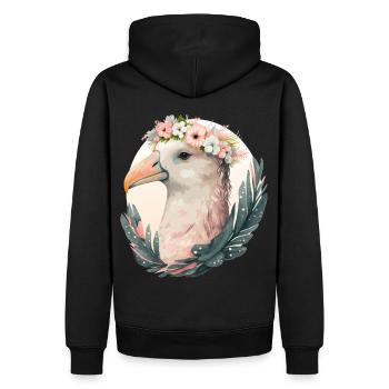 Mignon Albatros Oiseau Fleur Couronne Floral Tropical B - Sweat à capuche Premium bio Homme - noir - Dos - Nico (187cm)