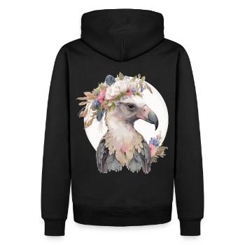 Mignon Vautour Oiseau Fleur Couronne Floral Oiseaux Exotiques - Sweat à capuche Premium bio Homme - noir - Dos - Nico (187cm)