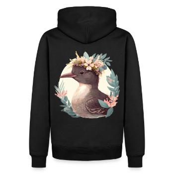 Cute Shearwater Bird Flower Crown Floral Seabirds - Männer Premium Bio Hoodie - Schwarz - Hinten - Nico (187cm)