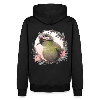 Tropical Kiwi Bird Flower Crown Floral Exotic Bird - Men’s Premium Organic Hoodie - black - Back - Nico (187cm)