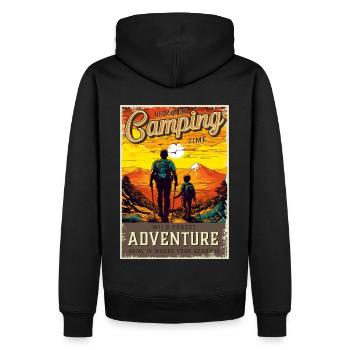 Wandern Wanderer Vater und Sohn Vatertag Geschenk - Männer Premium Bio Hoodie - Schwarz - Hinten - Nico (187cm)