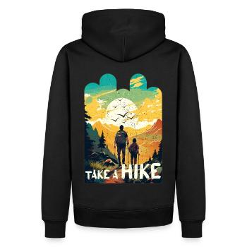 Wandern Wanderer Vater und Sohn Vatertag Geschenk - Männer Premium Bio Hoodie - Schwarz - Hinten - Nico (187cm)