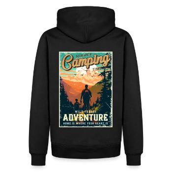 Wandern Wanderer Vater und Sohn Vatertag Geschenk - Männer Premium Bio Hoodie - Schwarz - Hinten - Nico (187cm)
