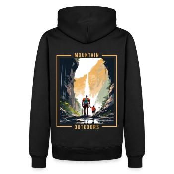 Wandern Outdoor Wanderer Vater und Sohn Geschenk - Männer Premium Bio Hoodie - Schwarz - Hinten - Nico (187cm)