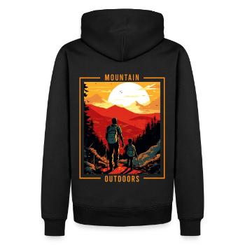 Wandern Outdoor Wanderer Vater und Sohn Geschenk - Männer Premium Bio Hoodie - Schwarz - Hinten - Nico (187cm)