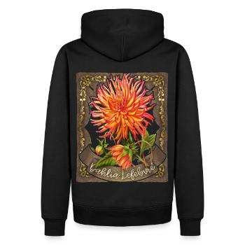 Dahlie Illustration, vintage botanische Zeichnung - Männer Premium Bio Hoodie - Schwarz - Hinten - Nico (187cm)