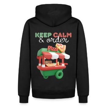 Pizza Verkaufswagen, 3d Pizza Truck, Streetfood - Männer Premium Bio Hoodie - Schwarz - Hinten - Nico (187cm)