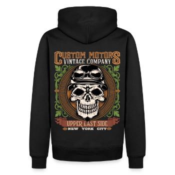 Crâne de motocycliste, crâne, motard Dicton - Sweat à capuche Premium bio Homme - noir - Dos - Nico (187cm)