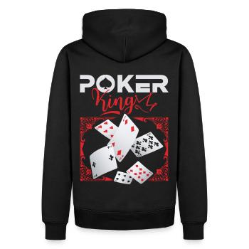 Roi du poker, Dicton de poker, Champion de poker - Sweat à capuche Premium bio Homme - noir - Dos - Nico (187cm)
