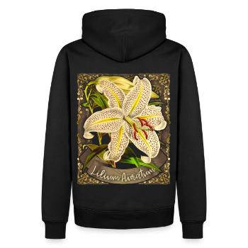Vintage Lilie, Tigerlilie, botanische Illustration - Männer Premium Bio Hoodie - Schwarz - Hinten - Nico (187cm)