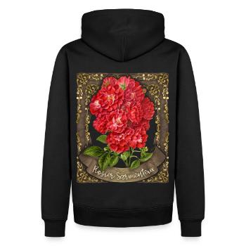 Rose antique, Rose botanique, Roses millésimées - Sweat à capuche Premium bio Homme - noir - Dos - Nico (187cm)