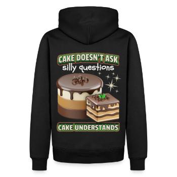 Kuchen, Süßigkeit, Schokolade, 3d lustiger Spruch - Männer Premium Bio Hoodie - Schwarz - Hinten - Nico (187cm)