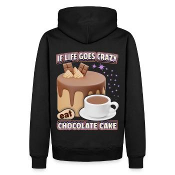 Schokoladentorte, Schokolade, 3d lustiger Spruch - Männer Premium Bio Hoodie - Schwarz - Hinten - Nico (187cm)