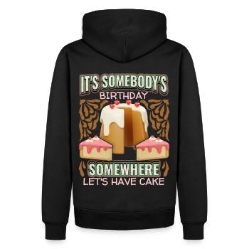 Kuchen, Geburtstag, Geburtstagstorte, 3D Spruch - Männer Premium Bio Hoodie - Schwarz - Hinten - Nico (187cm)