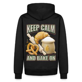Brot backen, Bäcker, Bäckerei, 3d, lustiger Spruch - Männer Premium Bio Hoodie - Schwarz - Hinten - Nico (187cm)