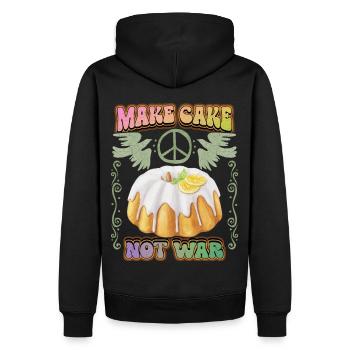 Kuchen, Peace-Zeichen, Peace Spruch mit Napfkuchen - Männer Premium Bio Hoodie - Schwarz - Hinten - Nico (187cm)